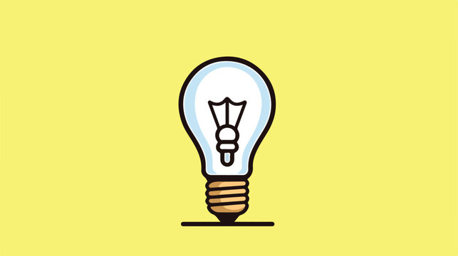 Hand drawn bulb vector icon. Idea flat sign design.