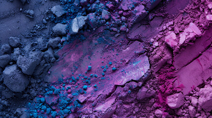Crushed blue violet eyeshadows. Swatches of decorative cosmetics copy space. Make-up concept. Blue purple powder textured background - obrazy, fototapety, plakaty