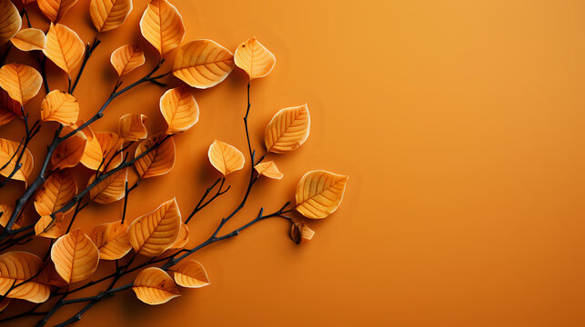 Fototapeta Autumn Leaves Design on Warm Background. Ideal for seasonal themes and home decor.