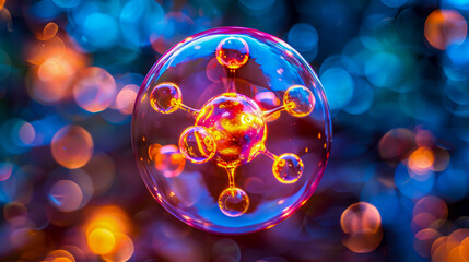 Soap bubbles floating in air, abstract beauty of shiny spheres with colorful reflections