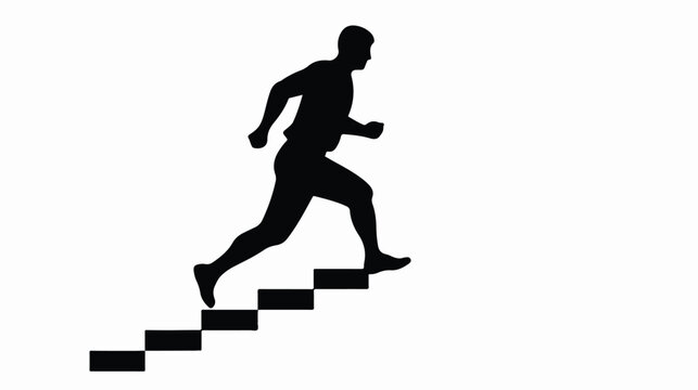Man climbing up the stairs icon vector illustration