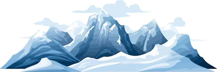 Foto op Canvas Vector flat mountains landscape. Winter beautiful blue mountains landscape with a forest.  © Tally 18