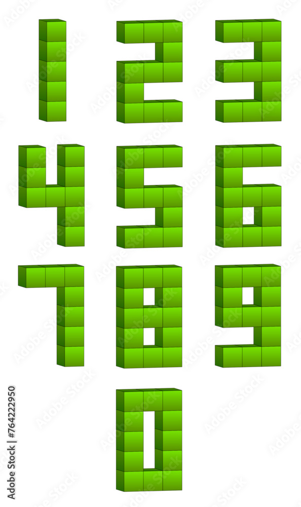 Fototapete vector shaped three dimensional cubes in a formation of digit numbers from zero to nine