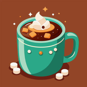 Cup of cocoa with marshmallows: vector design
