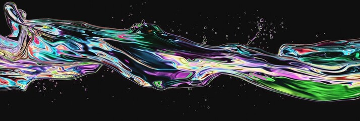 Fluid art with swirling patterns of iridescent colors resembling a psychedelic liquid landscape.