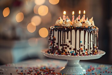 An image depicting a beautiful birthday cake, symbolizing joy and celebration. 