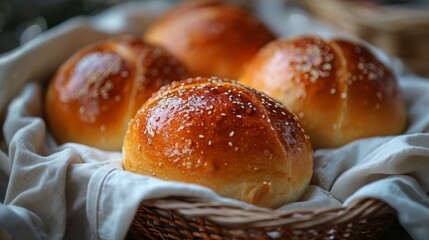 Basket of Rolls on Table