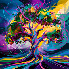 Tree art, illustration, painting, abstract painting