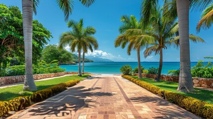 Fototapeta premium Palm Trees and Ocean Painting