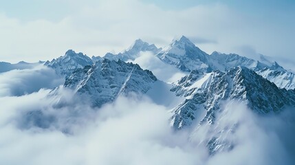 Majestic Snow-Covered Mountain Range