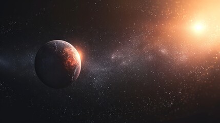 Obraz na płótnie Canvas Distant Exoplanet in Star-Filled Sky