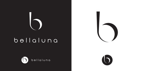Bellaluna vector logo design with lower caps b and crescent moon as symbol.  © Muza