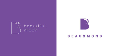 Beaux mond logo design with vector B letter symbol and the moon.  © Muza
