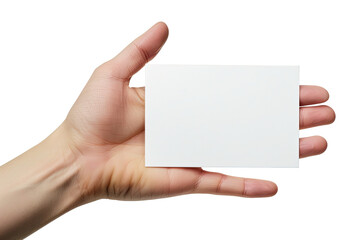 Obraz premium Blank card in a hand, isolated on transparent