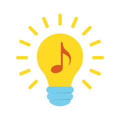 Light bulb icon with musical note, illustration