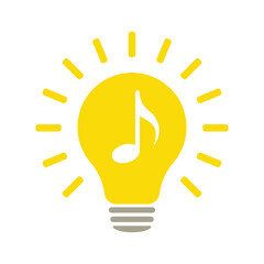 Light bulb icon with musical note, illustration