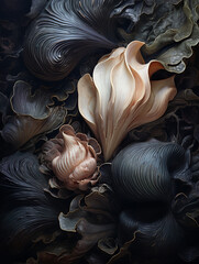 Seashell, Tones of Black сreated with Generative Ai
