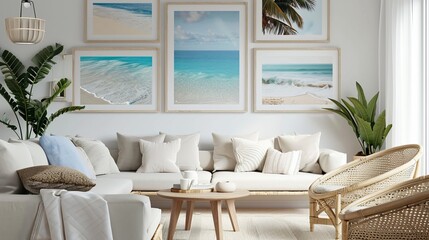 Obraz premium Coastal Living Room with Beach Décor