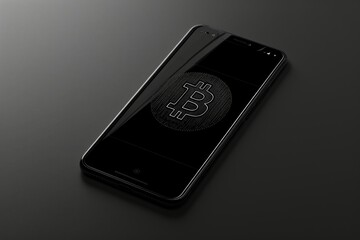minimalistic stylized bitcoin sign on sleek modern smartphone depicting integration of cryptocurrency into everyday life. 