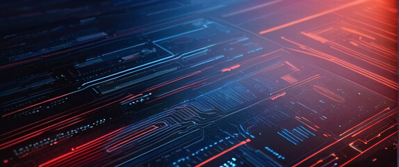 Obraz premium abstract background of coding software for geoscience, red and blue tone