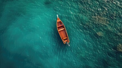 Lonely little boat on the sea. Generative AI - obrazy, fototapety, plakaty