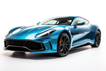 Naklejka premium Blue car isolated on white background Generative AI