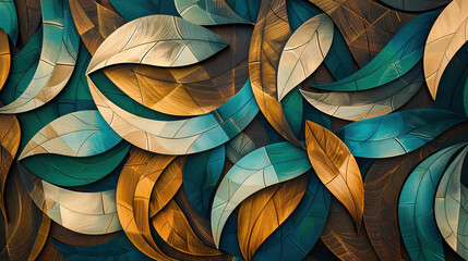 Abstract Geometric Shapes with Natural Wood Textures Background