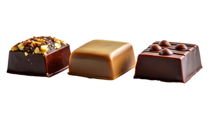Pieces different chocol . isolated on transparent background.