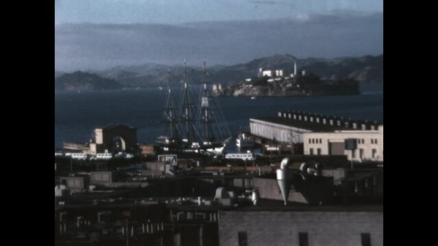 Alcatraz From Fisherman's Wharf 1967 - Alcatraz Island is seen from Fisherman's Wharf, in San Francisco, in 1967. 
