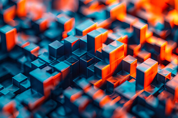 Geometric cube design in an abstract pattern, symbolizing futuristic technology and architecture