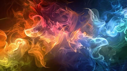 Fotobehang Illustration abstract colorful mystic smoke fractal texture background. AI generated image © yusufadi