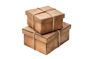 Stacked cardboard  boxes. Isolated on a pure white background