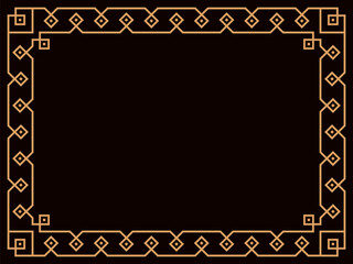 Obraz premium Art deco frame. Vintage linear border. Design a template for invitations, leaflets and greeting cards. Geometric golden frame. The style of the 1920s - 1930s. Vector illustration