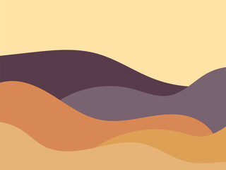 Wavy landscape in a minimalistic style. Landscape with hills. Boho decor for prints, posters and interior design. Mid Century modern decor. Trend style. Vector illustration