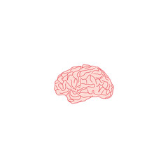 Brain hand drawn color icon isolated on white background