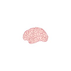 Brain hand drawn color icon isolated on white background