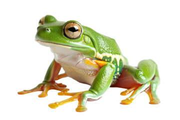 White Lipped Tree Frog on a white background