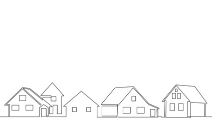 Continous line drawing houses. Vector illustration home building. - obrazy, fototapety, plakaty