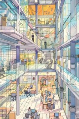 Obraz premium Designers integrating technology-driven features into a corporate headquarters