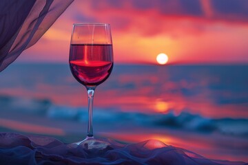 Glass of Wine on Beach