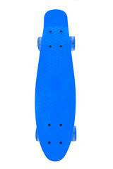Blue skateboard deck on white background