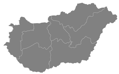 Fototapeta premium Outline of the map of Hungary with regions