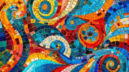 Vibrant Mosaic Wall Close-Up