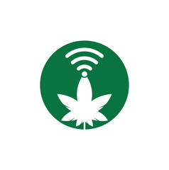 Cannabis wifi vector logo design. Hemp and signal symbol or icon.