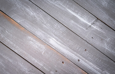 Blank rustic plank background.  weathered grey, white, brown texture with diagonal lines.