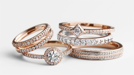 delicate modern diamond rings featuring small geometric designs and skinny bands, showcasing their timeless allure in exquisite detail.