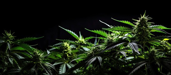 Marijuana plants close up in a field