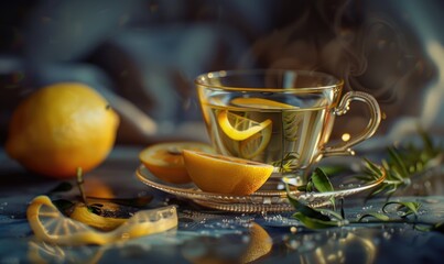 Bergamot tea with a lemon twist - obrazy, fototapety, plakaty
