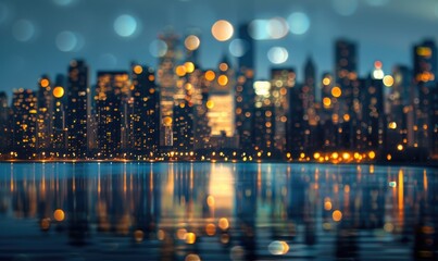 Bokeh lights creating an ethereal backdrop for a nighttime cityscape
