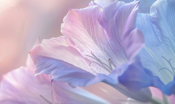 Close-up of a bellflower in soft light, closeup view, selective focus, spring background